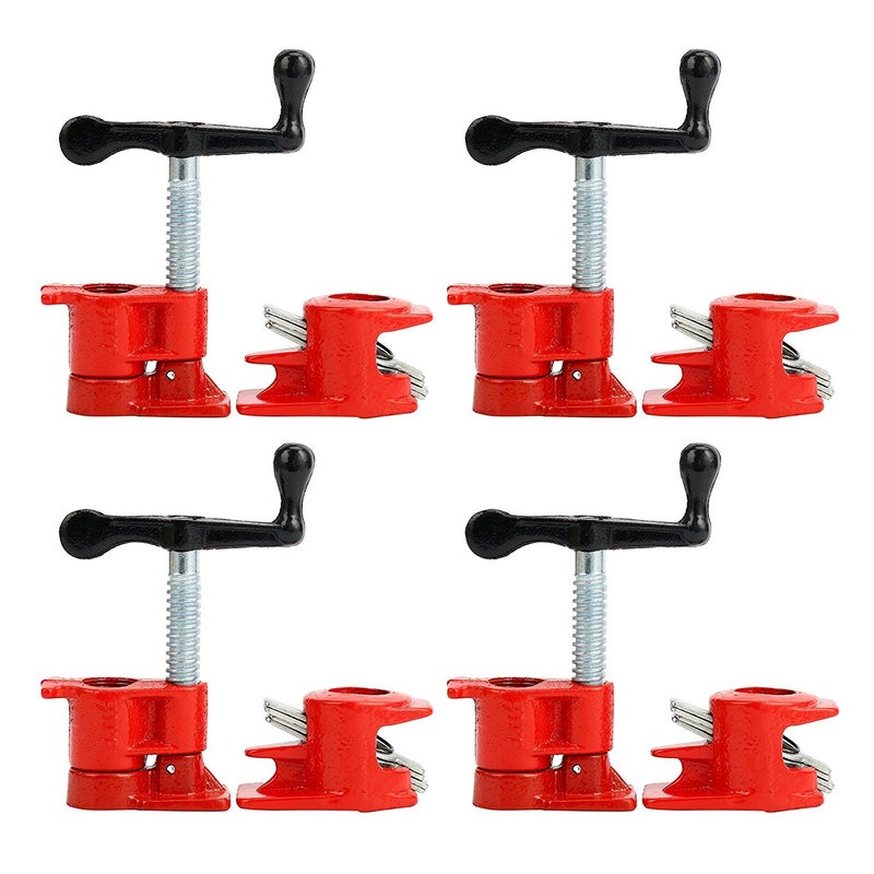 WINTOOLS (4 Pack) 3/4" Wood Gluing Pipe Clamp Set Heavy Duty PRO Woodworking Cast Iron - Image 1